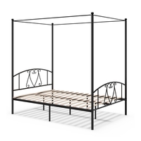 Double Size Metal Canopy Bed Frame-Black