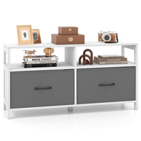 Fabric Dresser with 2 Drawers and 2 Open Shelves Fabric Bins-White