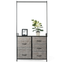 Fabric Storage Organizer with Clothes Rack and Drawers
