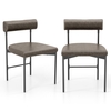 Faux Leather Upholstered Kitchen Side Chair with Curved and Padded Backrest-Grey