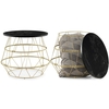 Faux Marble Top Side Table with Gold Metal Frame-Golden