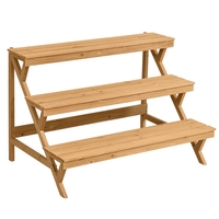 Fir Wood Flower Pot Display Shelf Rack for Indoor Outdoor Use