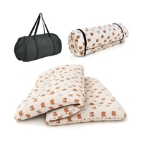 Floor Futon Mattress Medium Firm Thickened Tatami Mat with Carrying Bag-Brown-Compact Double