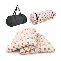 Floor Futon Mattress Medium Firm Thickened Tatami Mat with Carrying Bag-Brown-Double Size