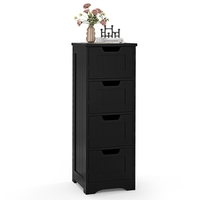 Floor Storage Cabinet Freestanding Bathroom Cabinet with 4 Drawers-Black