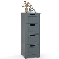 Floor Storage Cabinet Freestanding Bathroom Cabinet with 4 Drawers-Grey