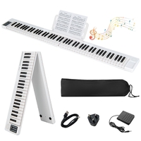 Foldable 88-Key Digital Piano for Beginners,  Kids,  Adults-White