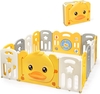 Foldable Baby Playpen with Yellow Duck Pattern
