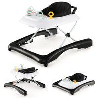 Foldable Baby Walker with Wheels and Anti Roll Over for Kids-Black