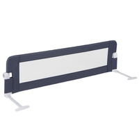 Foldable Bed Rail with Adjustable Safety Strap for Toddlers-Grey