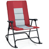 Foldable Padded Rocking Chair with High Back and Armrest for Patio-Red