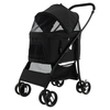 Foldable Pet Stroller with 4-Level Adjustable Canopy and Storage Basket-Black