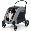 Foldable Pet Stroller with Front Door and Skylight for Medium Large Dogs-Grey