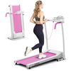 Foldable Treadmill with 12 Preset Programs and LCD Monitor-Pink & White