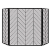 Foldable Wrought Metal Iron Mesh Fire Spark Guard with Flexible Hinges-Black