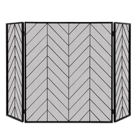 Foldable Wrought Metal Iron Mesh Fire Spark Guard with Flexible Hinges-Black