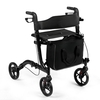 Folding Aluminium Rollator Walker Mobility Aid With 4 Wheels-Black
