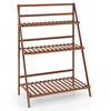 Folding Bamboo Plant Stand for Living Room Patio Garden Balcony Porch-Coffee