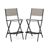 Folding Bar Height Stool with Metal Frame and Footrest-Beige