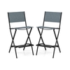 Folding Bar Height Stool with Metal Frame and Footrest-Blue