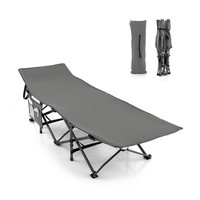 Folding Camping Cot Heavy-duty Sleeping Cot with 3-In-1 Pocket-Grey