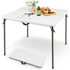 Folding Camping Table with Handle for Indoor Outdoor Use-White