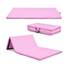 Folding Gymnastics Mat with Carry Handles,  Hook and Loop Fasteners-Pink