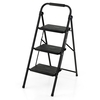 Folding Portable 3 Step Ladder with Anti-Slip Pedal and Handle-Black