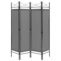 Folding Privacy Screen with Polyester Cloth for Bedroom Living Room-Grey