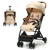Folding Pushchair with Adjustable Backrest and Footrest-Beige