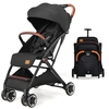 Folding Pushchair with Adjustable Backrest and Footrest-Black