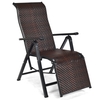Folding Reclining Rattan Chair Portable Chaise Lounge Chair