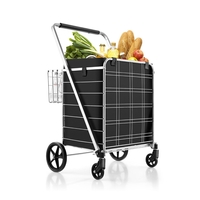 Folding Shopping Cart with Waterproof Liner-White