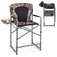 Folding Tall Hunting Chair with Side Table,  Detachable Footrest,  Cup Holder