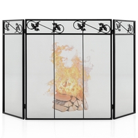 Folding Wide Metal Mesh Fire Panel or Wood and Coal Firing-B