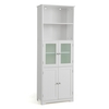 Freestanding Storage Cabinet with Tempered Glass Door and Open Shelves-White