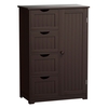 Freestanding Storage Cupboard with Adjustable Shelf and Drawers-Brown
