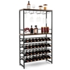 Freestanding Wine Rack with 4-Tier Wine Storage and Stemware Racks