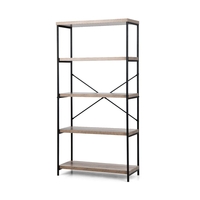 Freestanding Wooden 5-Tier Storage Bookshelf-Grey