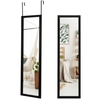 Full Length Over the Door Mirror with Hanging Hooks for Bedroom-Black
