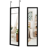 Full Length Over the Door Mirror with Hanging Hooks for Bedroom-Black