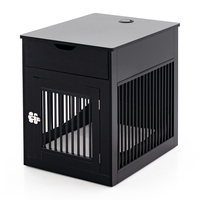 Furniture Style Dog Crate with Wired and Wireless Charging-Black