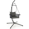 Indoor Outdoor Hanging Swing Chair with Stand and Woven Backrest-Grey