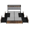 Industrial Metal Platform Bed with LED Lights and USB Power Outlets -Double Size