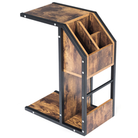Industrial Sofa Side Table C-Shape With Storage Space