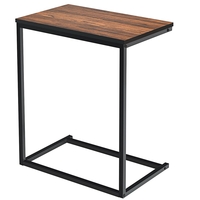 Industrial Styled C Shaped Side,  End Table-Brown