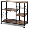 Industrial Styled Mobile Storage Unit with Lockable Wheels and Basket