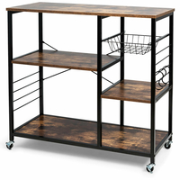 Industrial Styled Mobile Storage Unit with Lockable Wheels and Basket