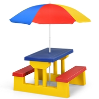 Kids Picnic Table Set with Removable Umbrella