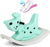 Kids Rocking Horse,  Toddler Ride On Toy with Grip Handles,  Music,  and Lights-Green